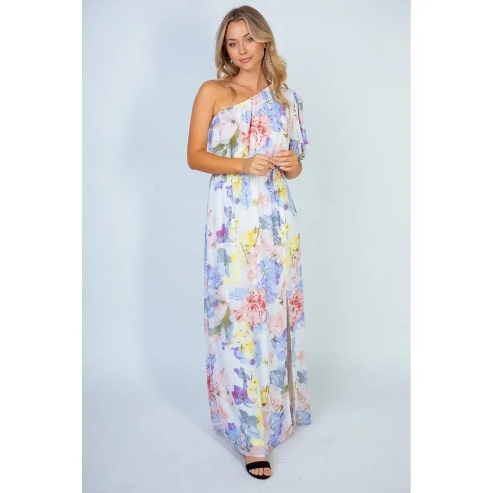 White Birch Garden Diva Floral One-Shoulder Maxi Dress - Picture 4 of 5